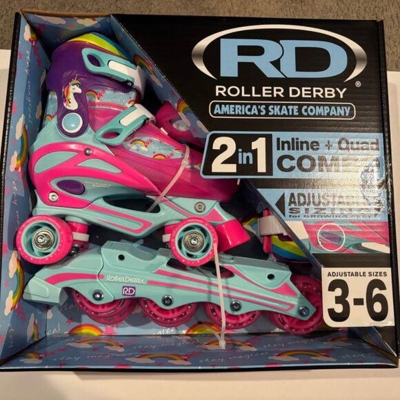 Roller Derby 2-in-1 Roller and Inline Adjustable shakes roller blades new - Picture 1 of 6